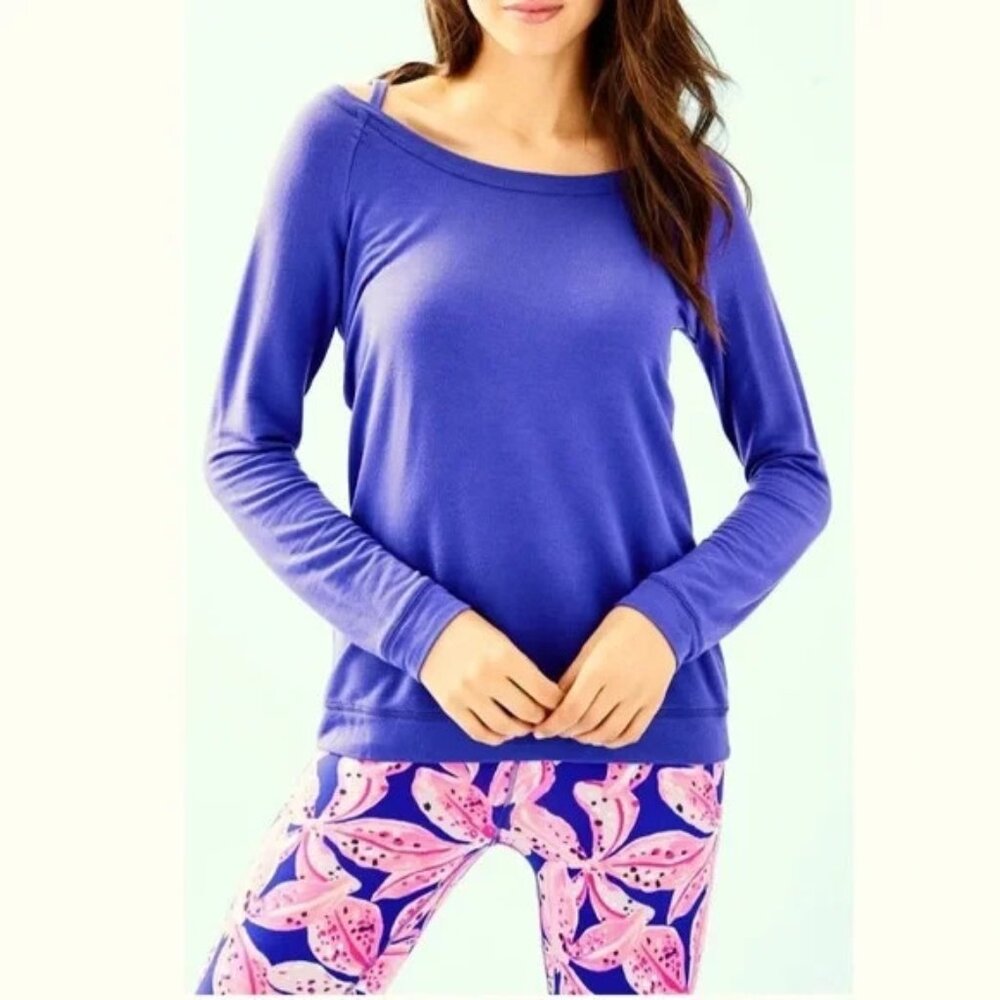 Lilly Pulitzer XL Navy Blue Lanette Flutter Tee T-Shirt Top